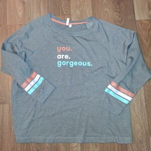 Joyspun Gray Women's Sweatshirt with Colorful Accents, 2X (18/20)